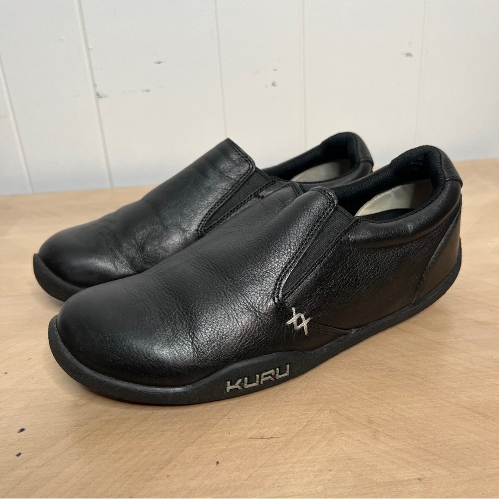 KURU Black Leather Slip On Comfort Shoes Women's 8 Support Heel Pain Work Shoe